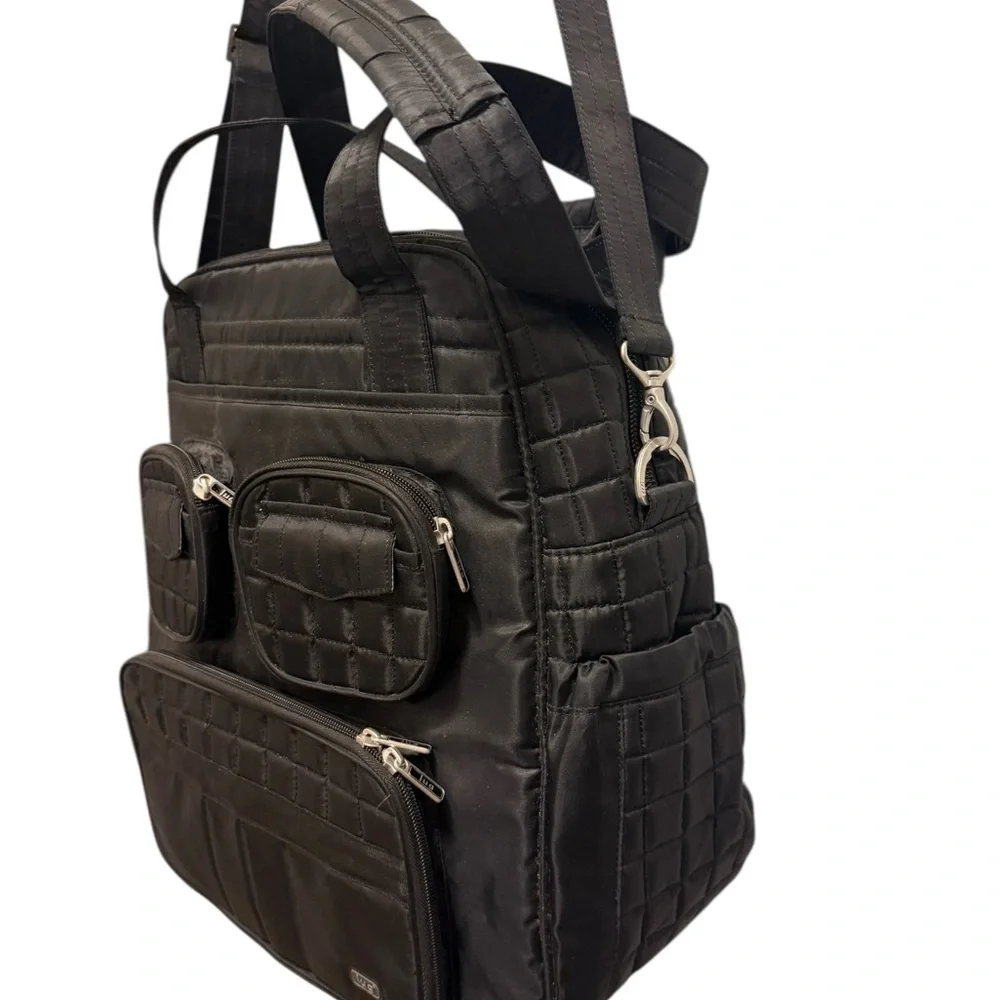 Lug Overnight Travel Gym Tote Puddle Jumper in Quilted Black - with Long Strap